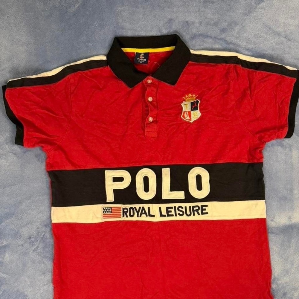 Tusuo Rush‎ Red & black vintage polo shirt men size 2xl - Picture 6 of 8